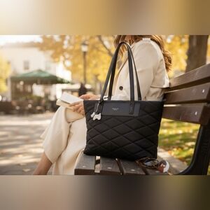 Radley London Charleston Large Quilted Black Zip-Top Tote